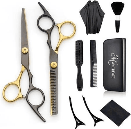 Professional Leather Shear Case & Titanium Scissors Set