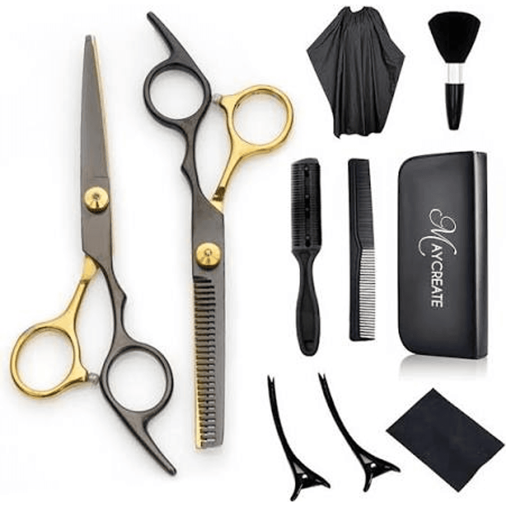 MAYCREATE Professional 10-Piece Hair Cutting & Thinning Scissors Kit