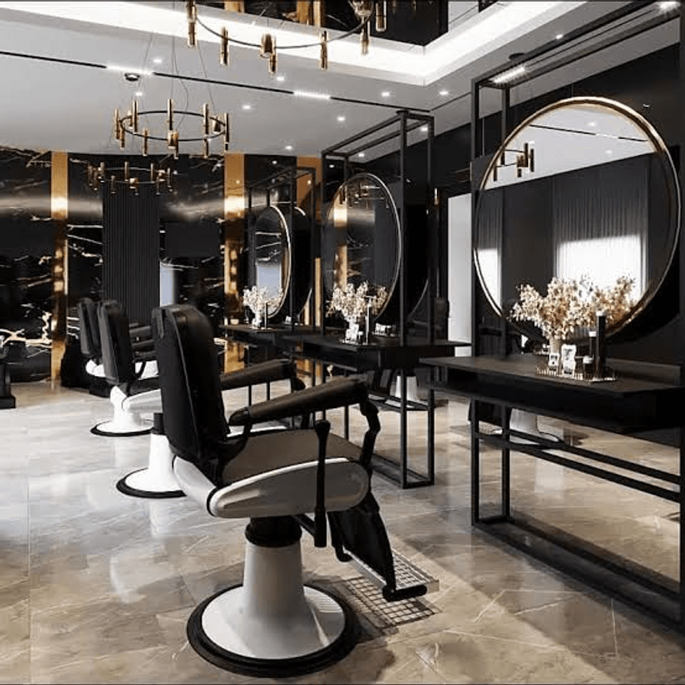 Luxury Black & Gold Hydraulic Salon Styling Chair & Station Set